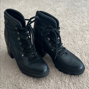 Marc Fisher Leather Black Ankle Boots